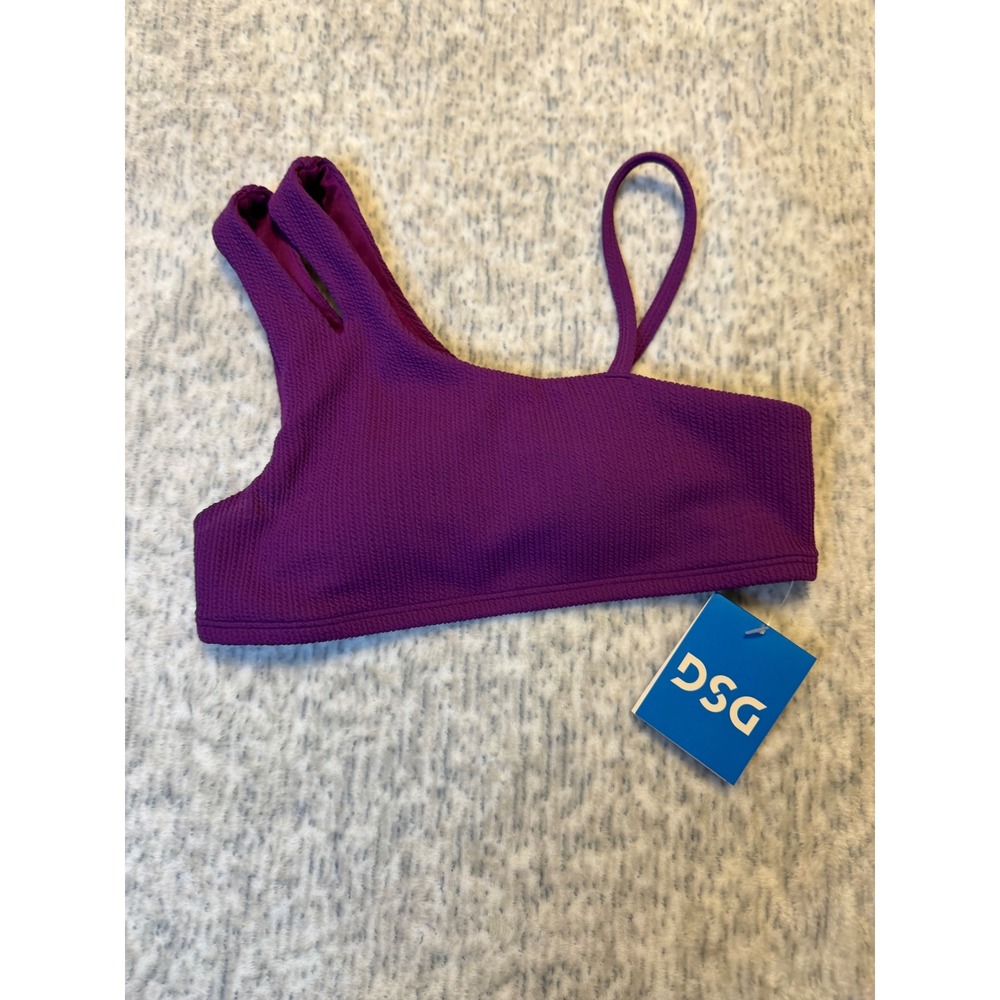 DSG Girls Asymmetric Swim Top Vibrant Violet UV Protection Size Medium NWT